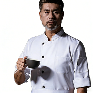Uniformes <span class=keywords><strong>de</strong></span> Restaurante y Bar con Logotipo Personalizado al por Mayor, Camiseta <span class=keywords><strong>de</strong></span> Trabajo para Chef, <span class=keywords><strong>de</strong></span> Manga Corta y Larga, Mezcla <span class=keywords><strong>de</strong></span> Poliéster/Algodón, para Hombre - Product Image 2