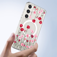 Coque Rigide Magnétique Fleur Violette pour Téléphone Portable Samsung Galaxy A35 A55 A06 A16