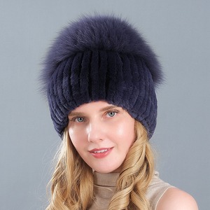 <span class=keywords><strong>Sombrero</strong></span> de invierno de piel de zorro de invierno para mujer, <span class=keywords><strong>sombrero</strong></span> de <span class=keywords><strong>paja</strong></span> protector de oreja de punto coreano cálido grueso - Product Image 3