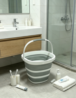 Seau pliable et compact en plastique de 10 L avec poignée, portable, pour lavage, camping, tuiles de mahjong, pique-nique, seau à glace anti-fuite