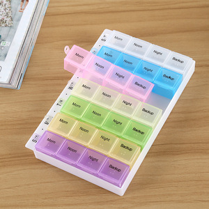 28 Compartment Portable Pillbox 7 Days Weekly Large Capacity With Lid For Home Use Plastic Storage Case - Product Image 2