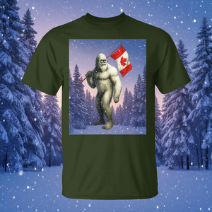 Yeti Among Maple Trees Winter Forest Camiseta de manga corta para adultos, unisex, cuello redondo, estampado digital - Product Image 3