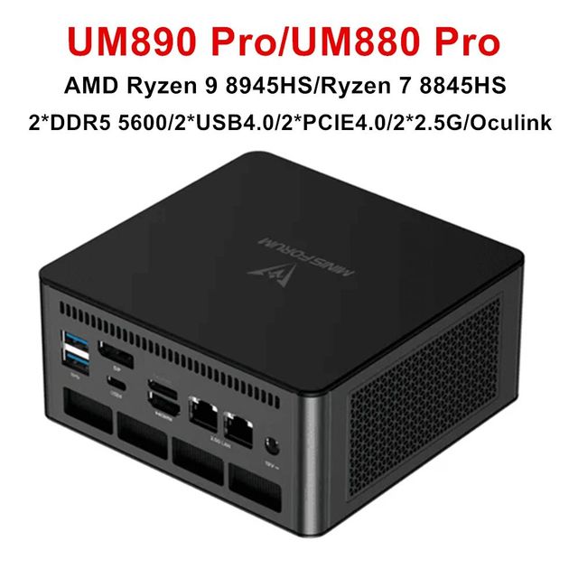 MINISFORUM OCuLink Gaming Mini PC UM890 UM880 Pro AMD R-yzen 9 8945HS R7 8845HS 2*USB4 2*DDR5 2*PCIE4 Windows11 Computer WiFi6E