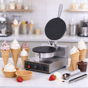 Machine à cornets de glace électrique commerciale, puissance 1,2 kW, 50-250 ℃   Température réglable, boîtier en acier inoxydable 410, plaque en fonte, wi - Product Image 2