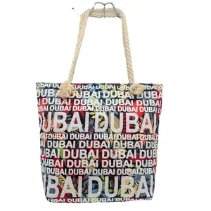 尼阳新设计2024迪拜经典旅游纪念品女包肩手提包假日大帆布沙滩包