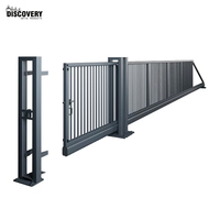 Porte coulissante en porte-à-faux en aluminium pour portail d'entrée système moderne grande porte coulissante en porte-à-faux automatique pour maison ou usine