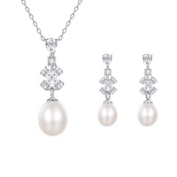 Daidan conjuntos de joyería de plata esterlina perlas naturales Cz collar perla elegante conjunto de joyería para mujer