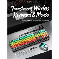 Clavier et souris sans fil MOFii Crystal Arc Translucent Double Layer Keycaps 105 touches ergonomiques 2.4G silencieux pour ordinateur portable