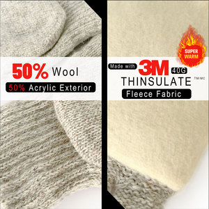 <span class=keywords><strong>Guanti</strong></span> da lavoro lavorati a maglia <span class=keywords><strong>senza</strong></span> <span class=keywords><strong>dita</strong></span> fodera in pelle di cinghiale fodera in Thinsulate guanto in acrilico di <span class=keywords><strong>lana</strong></span> calda termica Beige - Product Image 2