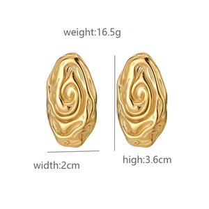 Pendientes de Aro de Acero Inoxidable con Flores Personalizadas de Alta Calidad, Chapados en Oro, Diseño Hueco, Juego de Joyería Resistente al Agua - Product Image 2