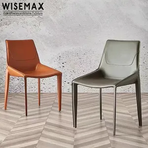 WISEMAX Mebel Modern Furnitur Rumah Dapur Abu-abu Pelana Kulit Asli Ruang Makan Kursi Makan UNTUK RESTORAN