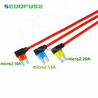 Mini fusibles micro2 standard à profil bas, fusibles électriques pour voiture, fusibles à lame ATO, fusibles de raccordement de circuit et fusibles de voiture 10A/15A/20A