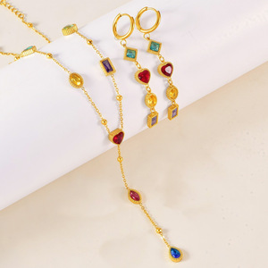 <span class=keywords><strong>Collier</strong></span> clavicule haut de gamme français, chaîne de luxe légère, boucles d'oreilles en forme de cœur, goutte d'eau, élégant, raffiné, <span class=keywords><strong>collier</strong></span> en acier inoxydable - Product Image 3
