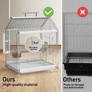 Cage à oiseaux de 20.5 pouces pour animaux de compagnie Cage à perroquet Cage à oiseaux portable dans la clinique pour animaux de compagnie de voiture pour petits oiseaux moyens - Product Image 5