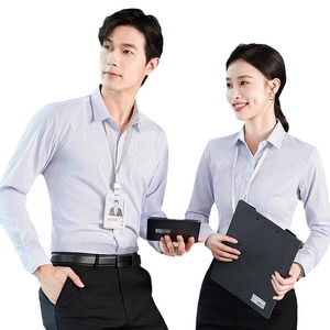 Slim-fit Striped Shirt Women's Professional Long Sleeve Elegant Workwear Wrinkle-resistant Bank Uniform Polyester Fiber T807 - Product Image 5