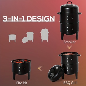 Supporta la personalizzazione OEM/ODM, Griglia Affumicatore Portatile 3 in 1 Resistente al Calore <span class=keywords><strong>di</strong></span> Facile Montaggio per BBQ e Affumicatura della Carne - Product Image 2