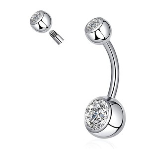 Anillos de ombligo de acero inoxidable calibre 14, 1.6x10mm, con incrustaciones de piedras preciosas para mujer, joyería para el ombligo - Product Image 4