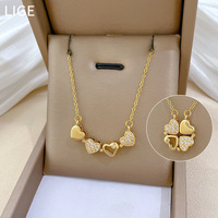 Collier pendentif magnétique cœur 2-en-1 de luxe léger pour femme, cadeau de mode féminin, vente en gros