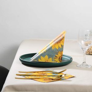 3-lagige Cocktail-Servietten mit Blumenmuster für Party, Mittagessen, Abendessen, Herbst-Papierservietten für Decoupage, Einweg-Sonnenblumen-Servietten - Product Image 2