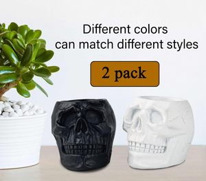 Match Holder With Striker White and Black Skull Match Cloche Matches in a Jar With Striker - Product Image 6