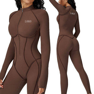 Mono deportivo de alta intensidad para mujer, de manga larga, para yoga, con media cremallera, cuello alto y cintura elástica frontal. - Product Image 1