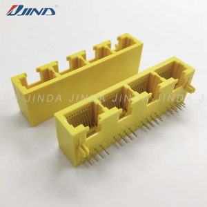 Jinda 1*4 cổng không được che chở 8P8C <span class=keywords><strong>RJ45</strong></span> <span class=keywords><strong>Modular</strong></span> Jack nối màu vàng <span class=keywords><strong>RJ45</strong></span> cho các ứng dụng PCB - Product Image 3