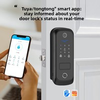 Serrure de porte biométrique de qualité supérieure, entrée sans clé par empreinte digitale, serrure intelligente minimaliste, capteur d'empreintes digitales 360°, application Tuya, aluminium