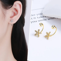 925 Silber Weißgold CZ Schraubverschluss Knorpel Blumen Ohrstecker für Damen, kleine Tragus Party Geschenk Sterling Silber Ohrringe