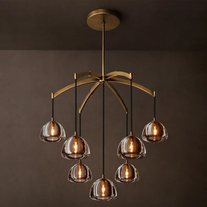 36" American Designer Pendant Lamp For Dining Room Kitchen Island Modern Luxury Brass Frame Crystal Glass Chandelier - Product Image 1