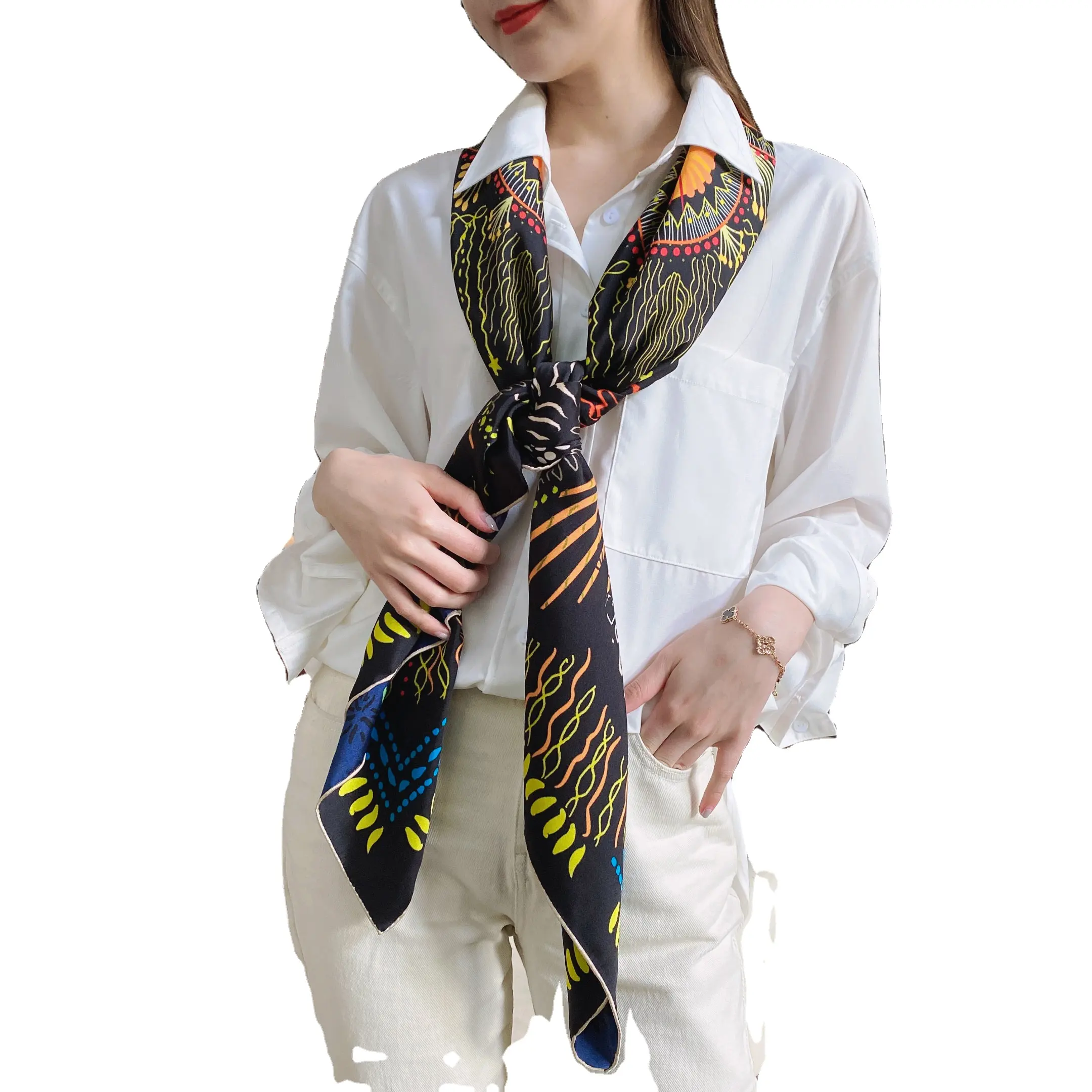 Foulards en soie imprimés double face haut de gamme foulards pop mode tout foulards en soie en gros