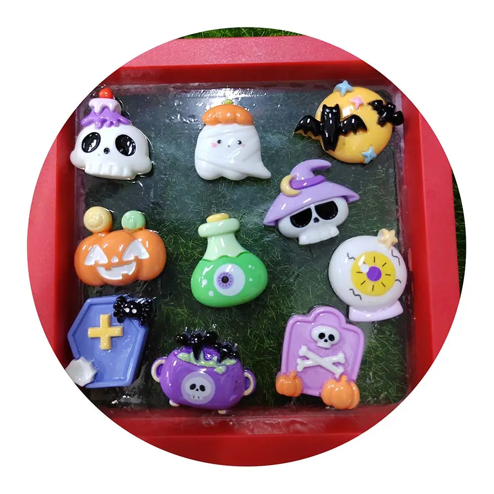 Resina Mini Cute Cartoon Halloween Charms Flat Back Resina Cabochons DIY Jóias Artesanato Decoração Acessórios