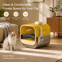Toilette automatique pour chat en acier inoxydable et plastique, structure semi-fermée, facile à nettoyer, grande capacité, bac intérieur, protection contre le sable, anti-odeurs