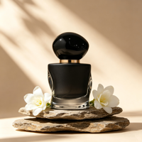 Flacon de parfum en verre de forme spéciale de haute qualité, 50 ml, vide, avec vaporisateur fin et bouchon en pierre
