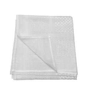 Écharpe Shemagh en coton blanc brodée, motif géométrique, hijab modeste, écharpe de prière pour toutes les saisons - Product Image 5