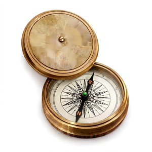 Boussole nautique en laiton antique avec calendrier perpétuel, boussole de poche pour la navigation, boussole d'exploration maritime, cadeau décoratif - Product Image 1