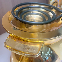 Réchaud à café doré plaqué or, plaque chauffante électrique à serpentin unique, brûleur portable pour cérémonie éthiopienne avec contrôle de thermostat