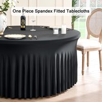 Nappe ronde noire avec jupe en spandex pour la décoration de mariage, de fête ou d'événement