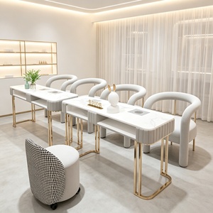 Beauty Salon Professional White Marble Top <b>Nail</b> Table and Chair Set Multi-function <b>Nail</b> Table Beauty Salon Manicure Furniture - Product Image 3