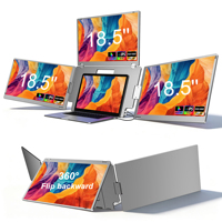 Moniteur portable triple 18,5'' en promotion, 1920*1080P, installation facile, Plug and Play, extension d'écran pour ordinateur portable (jeux/travail/stockage)