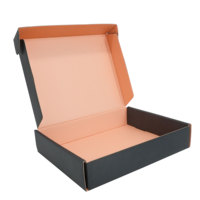 Cajas de Envío Autosellables Corrugadas Negras Plegables para Empaque de Pelucas con Opciones de Relieve Brillante/Mate y Lámina Dorada