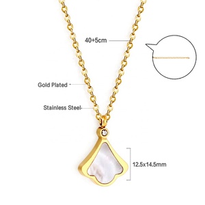 Collar Personalizado de Moda con Forma de Corazón Rectangular, Chapado en Oro de 18k, Acero Inoxidable con Abulón, Zirconia, Inicial y Concha para Mujer - Product Image 2