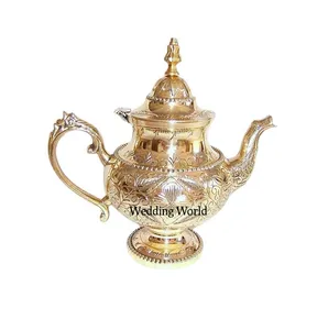 Bule de chá banhado a ouro de alta qualidade, design clássico, feito à mão, luxuoso, café e chá, fornecedor da índia