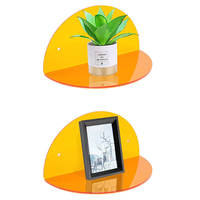 Étagères flottantes semi-circulaires en acrylique de 3 mm d'épaisseur, design détachable, présentoir mural transparent moderne pour salon et bureau