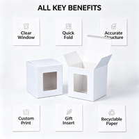 Boîte en papier pliable blanche personnalisée avec fenêtre transparente pour emballage cadeau de détail, vente en gros