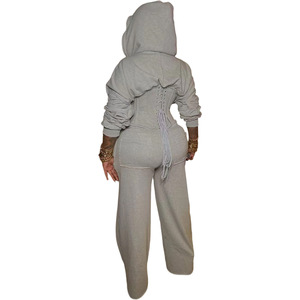 CN6347 Completo Invernale da <span class=keywords><strong>Donna</strong></span> con Cappuccio, Due Pezzi, <span class=keywords><strong>Pantaloni</strong></span> Casual, Cintura Personalizzata (con Fibbia a Lisca di Pesce), Maniche Lunghe - Product Image 3