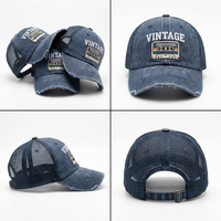 Casquette Trucker Unisexe Personnalisée en Gros, Style Vintage Usé, en Maille, avec Broderie Cassette Rétro Lavée