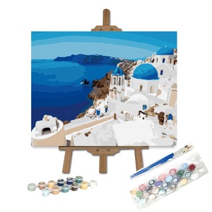 韓国風大人用数字キットカスタムブルーレイクボート海景手描きアクリルペイントDIYブルーレイク - Product Image 1