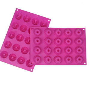 P1272 <span class=keywords><strong>Mini</strong></span> <span class=keywords><strong>moule</strong></span> fantaisie en silicone sans BPA à 20 cavités pour moules à gâteaux <span class=keywords><strong>Bundt</strong></span> Savarin - Product Image 1