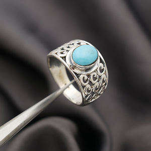 ขายดีที่สุดที่น่าทึ่ง 925 เงินสเตอร์ลิงเทอร์ควอยซ์แหวนประดับเครื่องประดับที่กําหนดเอง - Product Image 4