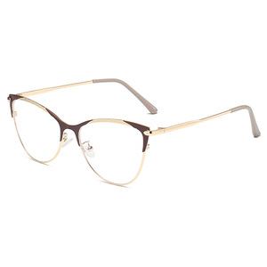 Kính mắt thời trang unisex khung kim loại nửa khung mắt mèo nhẹ, chống ánh sáng xanh, bán buôn năm 2024 - Product Image 5